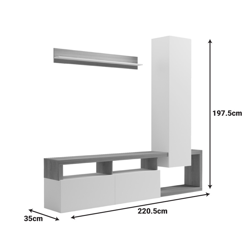 ТВ шкаф 230 цвят натурал-бял