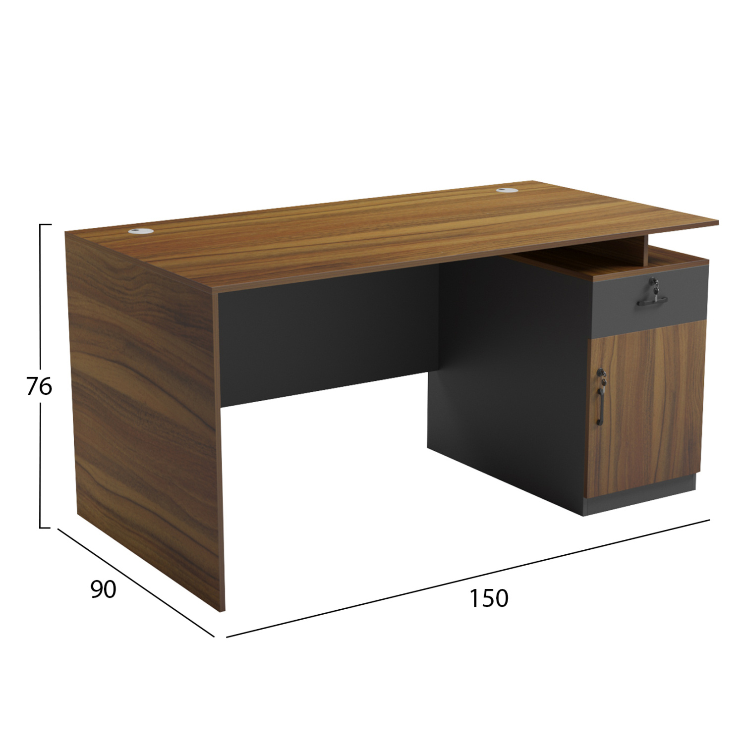 Бюро с десен шкаф 150×80 см орех-сив