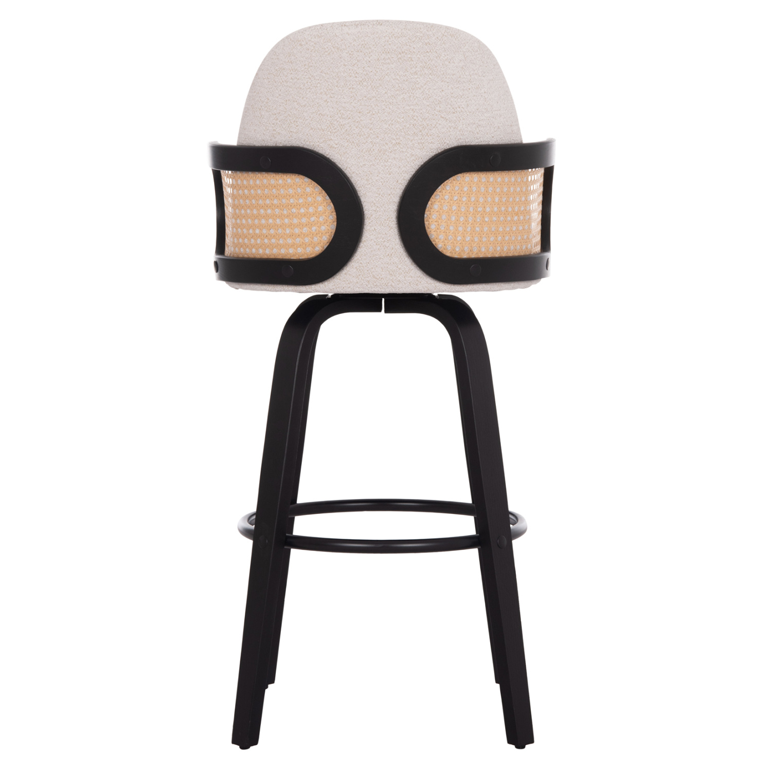 Въртящ бар стол цвят черен-екрю